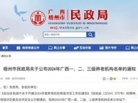 梧州重磅发布！2024年星级养老机构名单出炉，哪家上榜了？